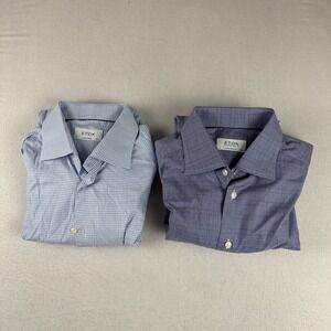 Eton Lot of 2 Mens Dress Shirts 16.5 Contemporary Fit Office Business Work